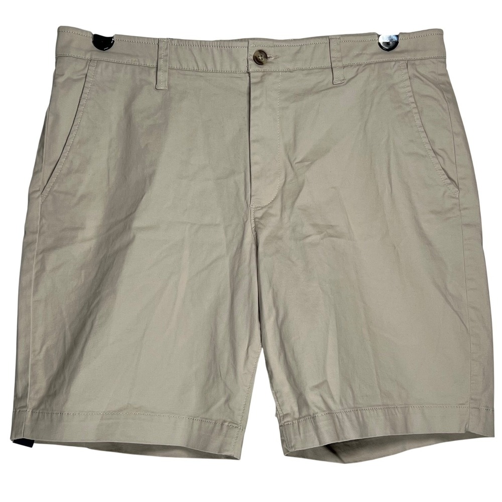 Crown & Ivy Mens Motion Flex Chino Shorts 38 Khaki Tan 9 In Inseam Stretch New